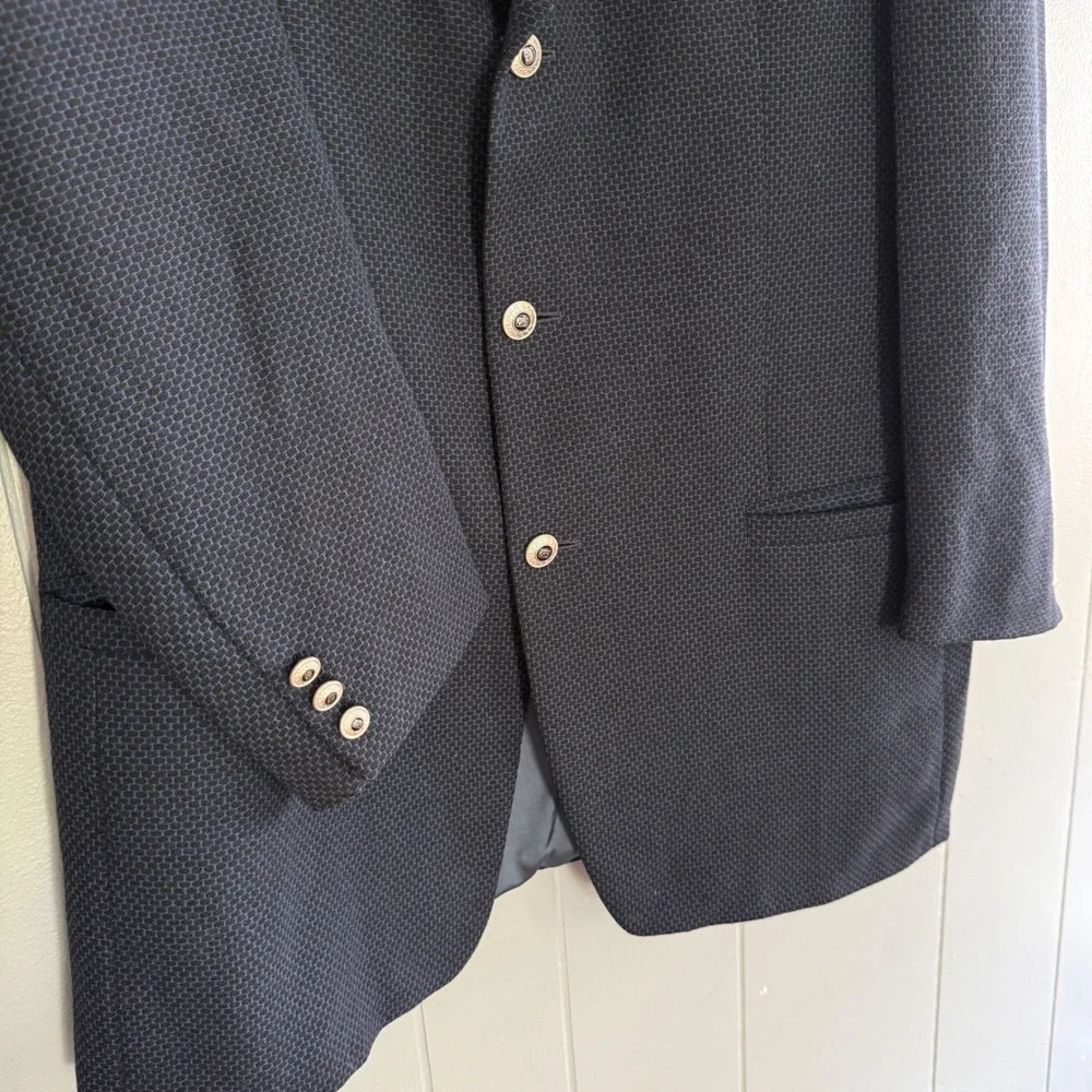Versace Classic V2 Blazer Navy Textured Wool 100% US 42 Business Formal IT 52